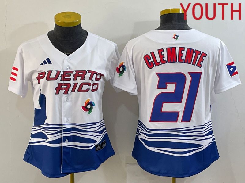 Youth 2023 World Cub Puerto Rico 21 Clemente White MLB Jersey9